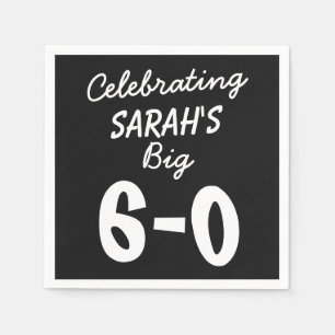 60th Birthday Personalized Black Party Napkins