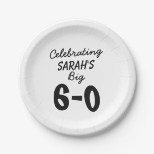 60th birthday Personalized Celebrating the Big 6-0 Paper Plate