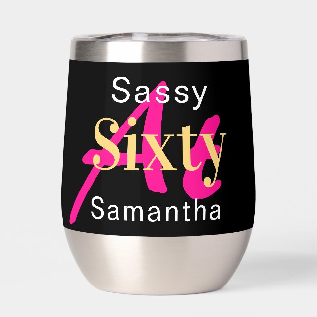 60th Birthday Personalized Hot Pink Black (Back)