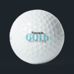 60th Birthday Personalized  Turquoise Titleist  Golf Balls<br><div class="desc">"60"  or any age.  Personalized.  Turquoise and black text.</div>