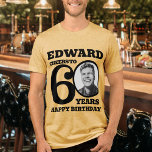 60th Birthday photo and name mono tone black Tri-Blend Shirt<br><div class="desc">Happy 50th Birthday black text, name and photo t-shirt. Fun 60th personalized photo t-shirt in bold black design. Personalize this birthday shirt with a photograph of the birthday person in the middle of the number 0. Great idea for adding some fun to a milestone sixtieth birthday party celebration. Other matching...</div>