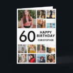60th Birthday Photo Collage 13 Photos Black White Card<br><div class="desc">60th Happy Birthday Photo Collage 13 Photos Black and White Birthday Card for Any Age. 1st 13th 15th 16th 18th 20th 21st 30th 40th 50th 60th 70th 80th 90th 100th,  Any Ages. For further customization,  please click the "Customize it" button and use our design tool to modify this template.</div>