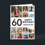 60th Birthday Photo Collage 13 Photos Black White Card<br><div class="desc">60th Happy Birthday Photo Collage 13 Photos Black and White Birthday Card for Any Age. 1st 13th 15th 16th 18th 20th 21st 30th 40th 50th 60th 70th 80th 90th 100th,  Any Ages. For further customization,  please click the "Customize it" button and use our design tool to modify this template.</div>