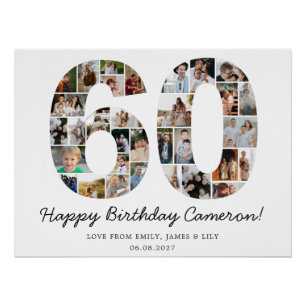 60th Birthday Photo Collage 60th Birthday Gift Poster