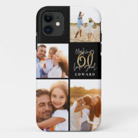 60th birthday photo collage black gold script