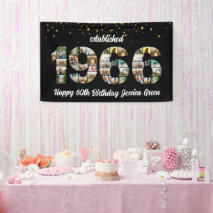 60th Birthday Photo Collage Established 1966 Banner