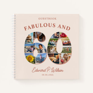 60th Birthday Photo Collage Milestone Guestbook Notebook