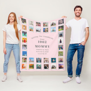 60th Birthday Photo Collage Mommy Fleece Blanket