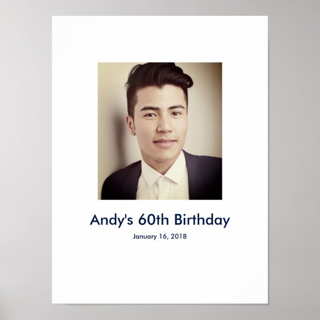 60th Birthday photo custom Sign In Party Board (Front)