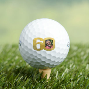 60th birthday photo gold and white  golf balls