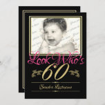 60th Birthday Photo Invitation<br><div class="desc">Look Who's Sixty photo frame birthday invitation with changeable accent colour.  Upload a favourite photo of any age and customize text for your party.</div>