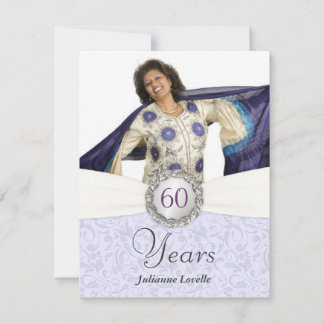 60th Birthday Photo Invitations - Antique Damask