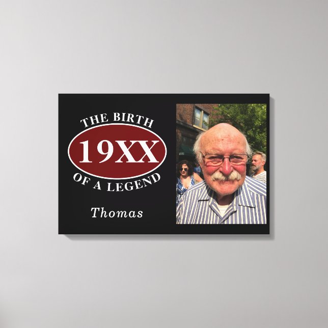 60th Birthday Photo Template Birth Of A Legend Canvas Print (Front)