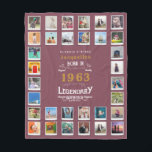 60th Birthday Photo Template Mother Grandmother Fl Fleece Blanket<br><div class="desc">Personalized gift fleece blanket with 32 photos of your choice. A wonderful gift idea to commemorate a special birthday for that wonderful person. TOP TIP: If you Pre-crop your photos into a square shape before you upload them you have control of how they look. No problem if you can't do...</div>
