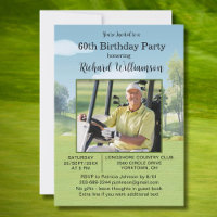 60th Birthday Photo Watercolor Golf Theme