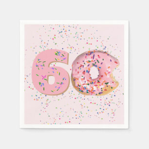 60th Birthday Pink Doughnut  Napkin