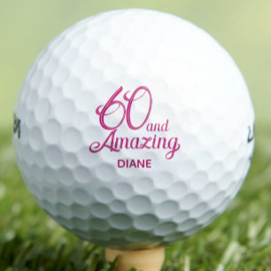 60th Birthday Pink Floral Amazing Custom Golf Balls