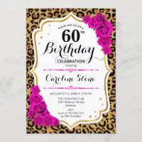 60th Birthday - Pink Gold Leopard Print