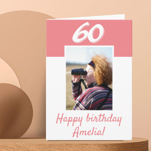60th Birthday Pink Photo Happy Birthday Card