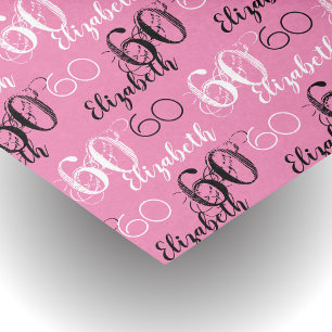 60th birthday Pretty Pink with Name Tissue Paper