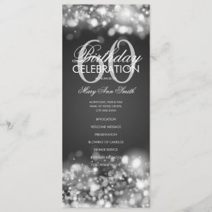 60th Birthday Program Glam Lights Silver w/ Menu