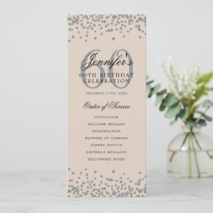 60th Birthday Program Menu Thanks Silver Champagne