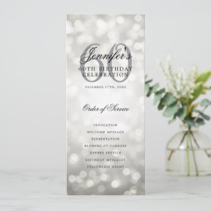 60th Birthday Program Silver Bokeh w/ Thank You