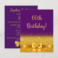 60th birthday purple gold bow elegant
