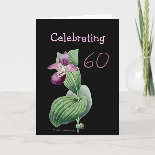 60th Birthday Purple Orchid Card (Front)