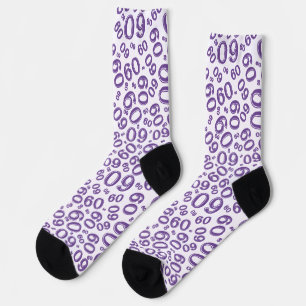 60th Birthday Purple Random Number Pattern Socks