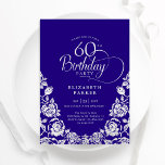 60th Birthday Purple Silver Roses Invitation<br><div class="desc">Purple silver elegant 60th birthday party invitation. Classy design featuring roses,  faux silver foil and typography script font. Trendy invite card perfect for a stylish female bday celebration. Personalize with your own details. Can be customized to any age. Printed Zazzle invitations or instant download digital printable template.</div>