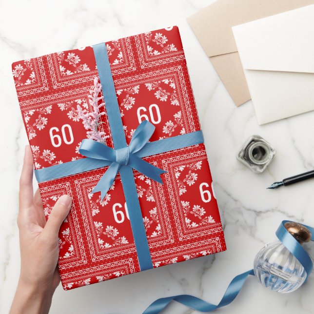 60th Birthday Red Bandana   Wrapping Paper (Gifting)