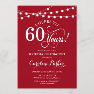 60th Birthday - Red White Invitation