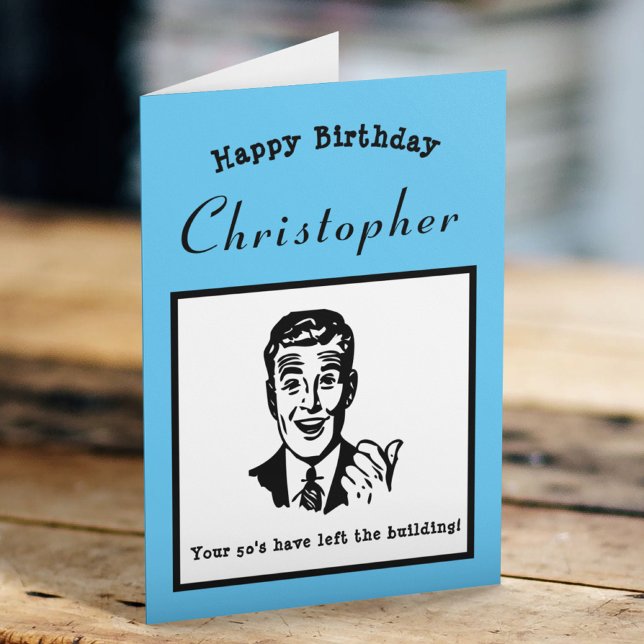 60th Birthday Retro Cartoon Funny Personalized Card (Creator Uploaded)