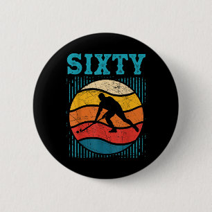 60th Birthday Retro Field Hockey 60 Years Old Man 2 Inch Round Button