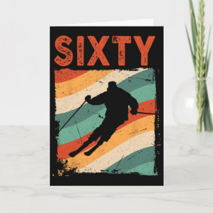 60th Birthday Retro Ski Skiing 60 Year Old Men Wom Card