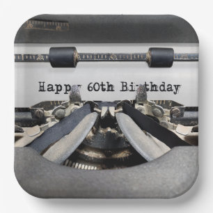60th Birthday Retro Typewriter    Paper Plate