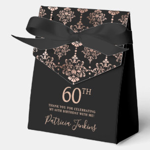 60th Birthday Rose Gold Elegant Thank You Favor Box