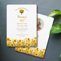 60th Birthday Rustic Sunflower Floral Photo