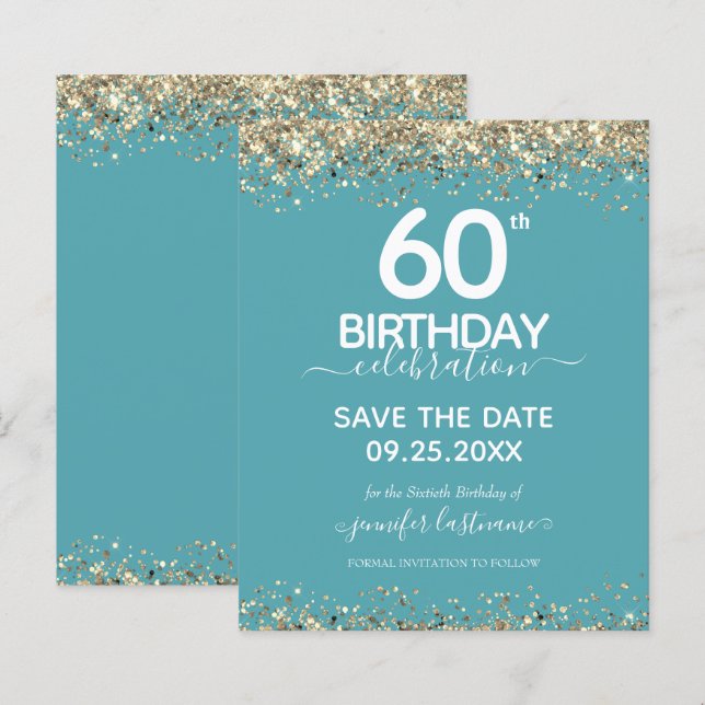 60th Birthday Save the Date Budget Invitation (Front/Back)