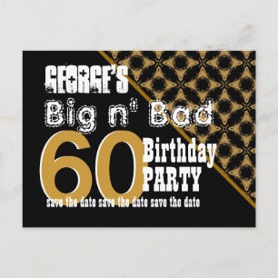 60th Birthday Save the Date Pattern Diagonal V04A Announcement Postcard