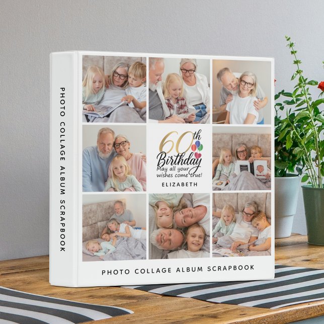 60th Birthday Script Photo Collage Album Keepsake Binder (Creator Uploaded)