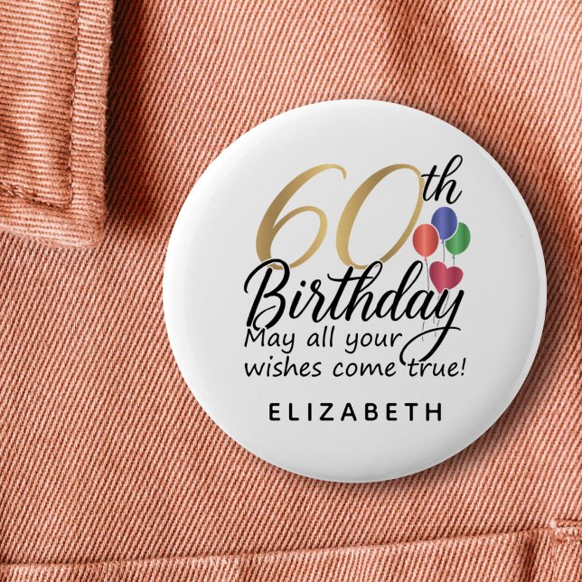 60th Birthday Script Typography Milestone Classic  2 Inch Round Button (Creator Uploaded)