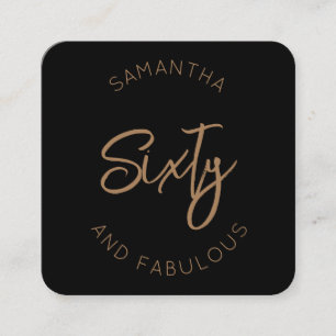 60th Birthday Sixty and fabulous Modern Black Gold Enclosure Card