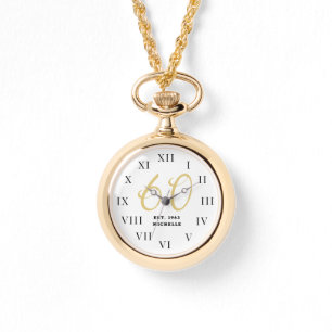 60th Birthday Sixty Black Vintage Funny Gold Watch