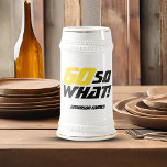 60th Birthday So what Personal Motivational Funny Beer Stein<br><div class="desc">60th birthday celebration beer stein with a funny and motivational quote 60 So what and a personal note - change the text or erase it. This modern and elegant beer stein is a great gift idea for a person who loves beer and is celebrating the sixtieth birthday. A motivational and...</div>