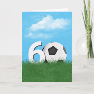 60th Birthday Soccer Ball In Green Grass Card