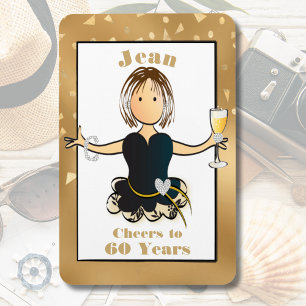 60th Birthday Sparkle Funny Cheers to 60 Cartoon  Magnet
