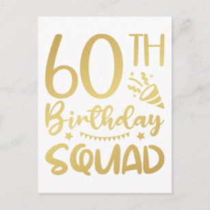 60th Birthday Squad 60 Party Crew Postcard