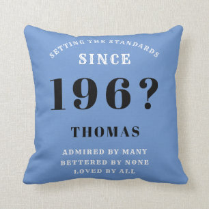 60th Birthday Standards Born 1960s Blue & Black Throw Pillow